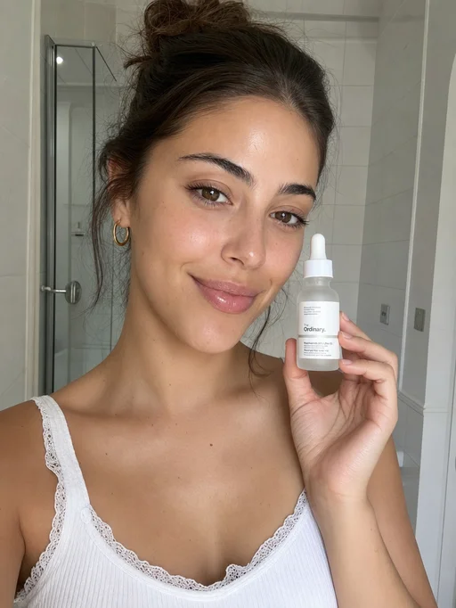 Beauty AI creator holding skincare product