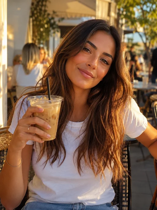 Beauty AI creator at outdoor café
