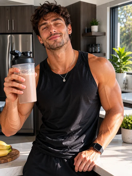 Fitness AI creator with protein shaker