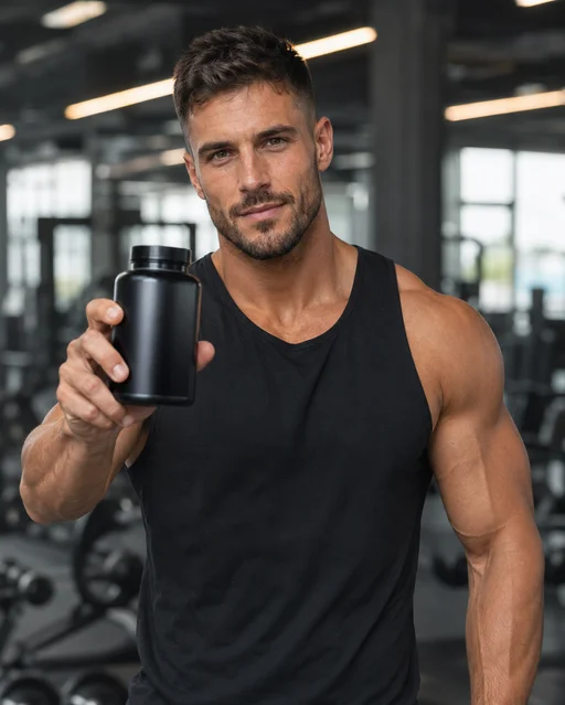 Supplement bottle product ad